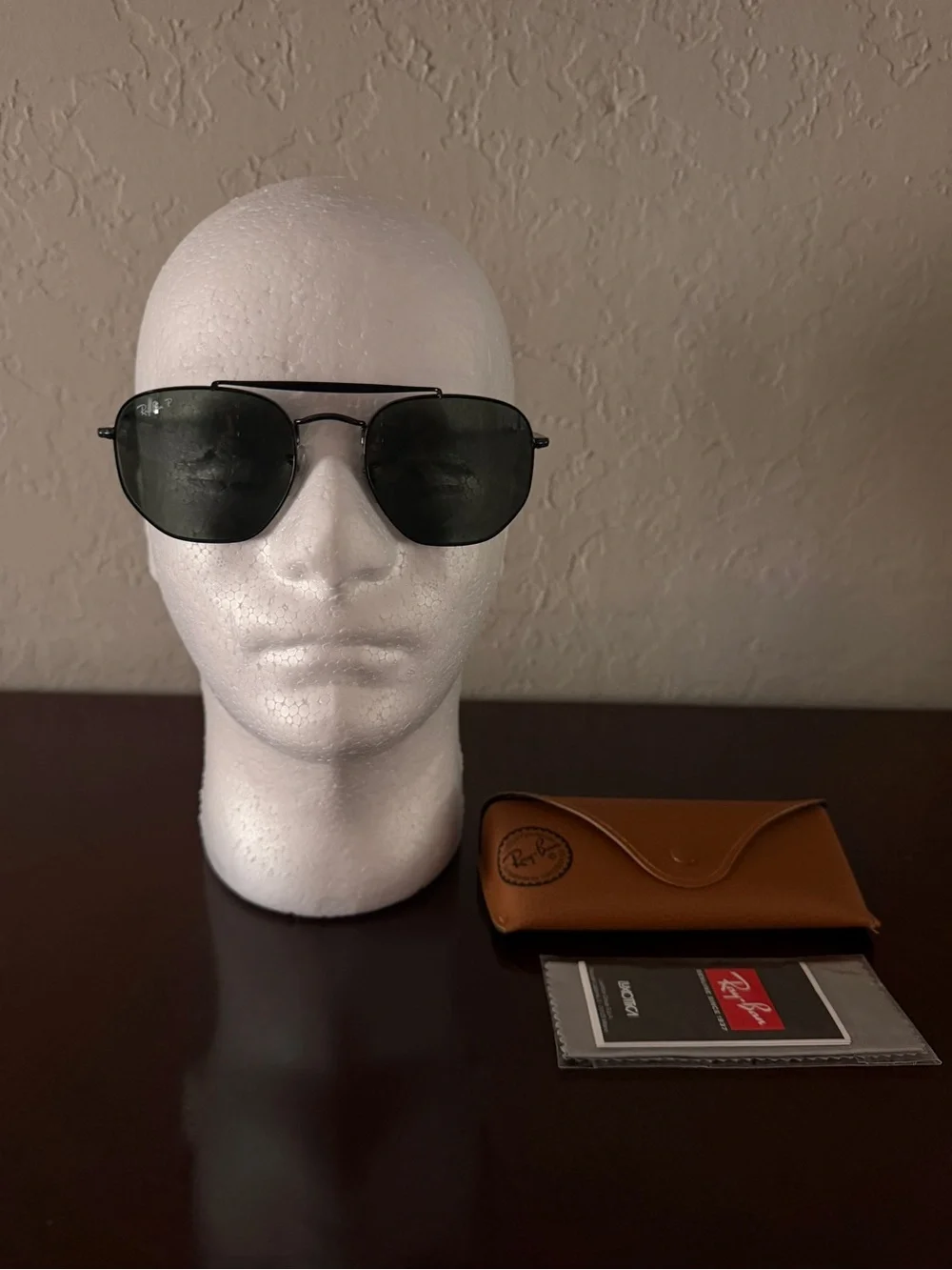 Ray-Ban RB3665 002/58 Polarized Black Metal Square Aviator Sunglasses 54mm Italy